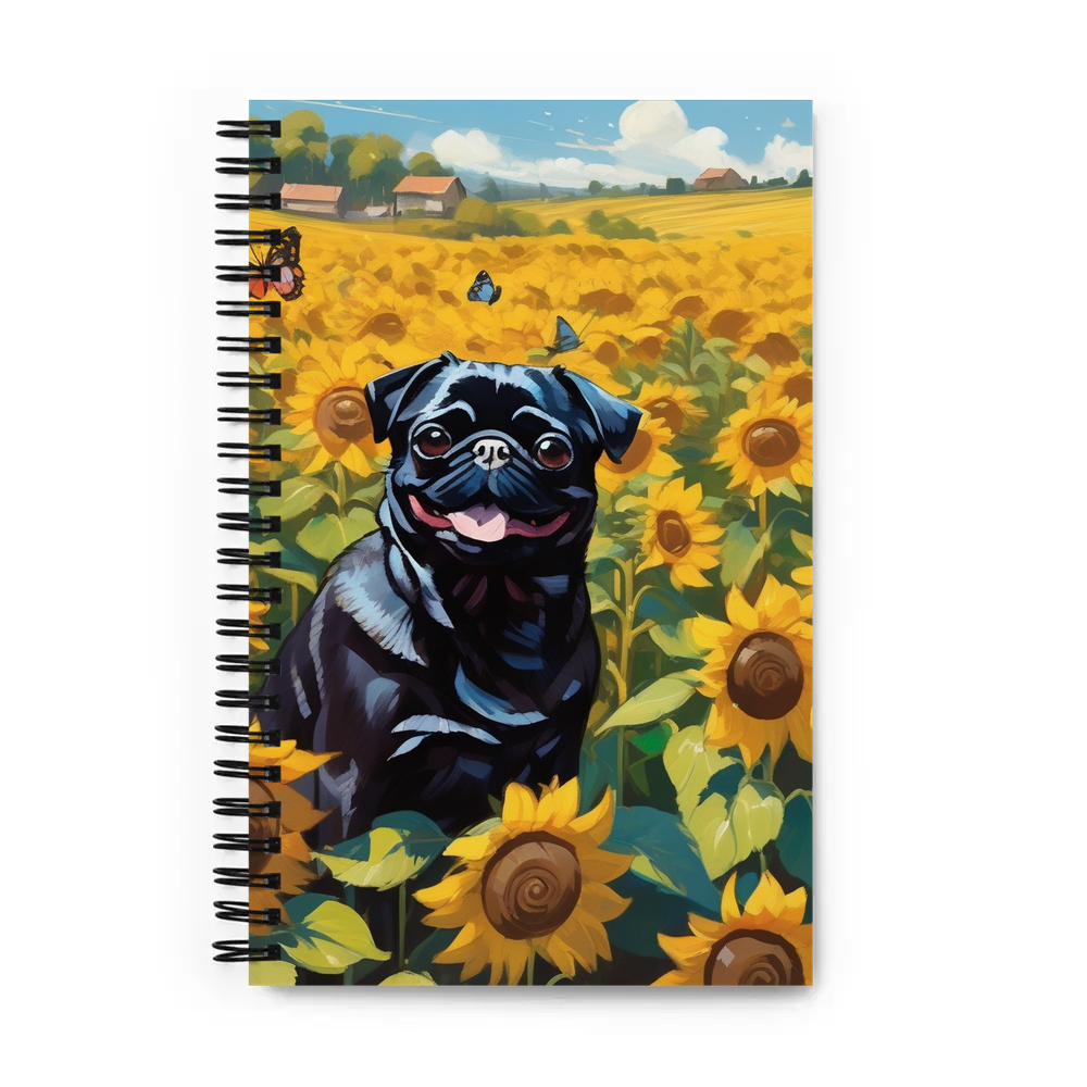 PugMug Custom Black Pug Spiral Notebook