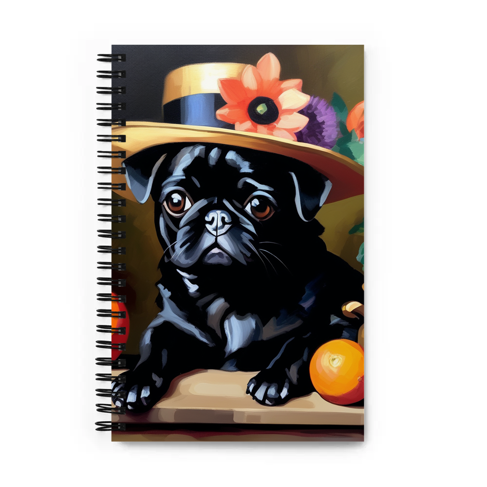 PugMug Custom Black Pug Spiral Notebook