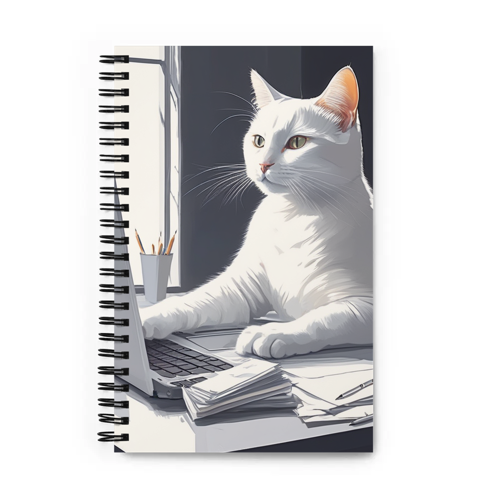 PugMug Custom White Companion Cat Spiral Notebook