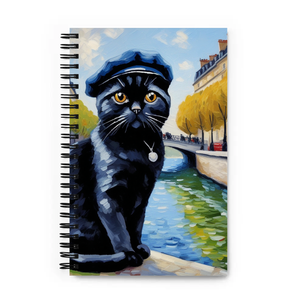 PugMug Custom Black Scottish Fold Cat Spiral Notebook