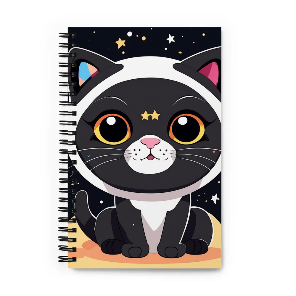 PugMug Custom Black Scottish Fold Cat Spiral Notebook