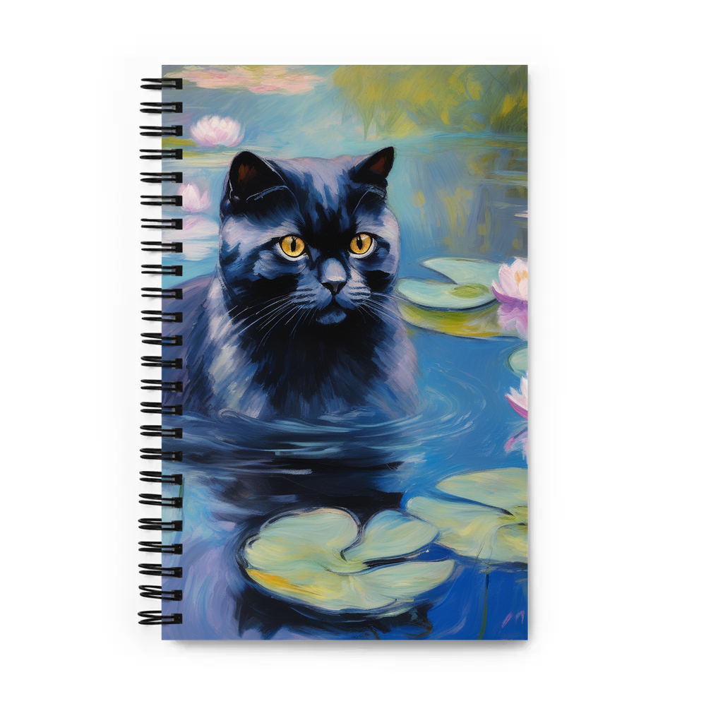 PugMug Custom Black Scottish Fold Cat Spiral Notebook