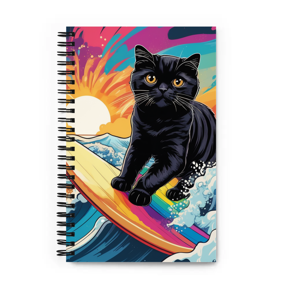PugMug Custom Black Scottish Fold Cat Spiral Notebook