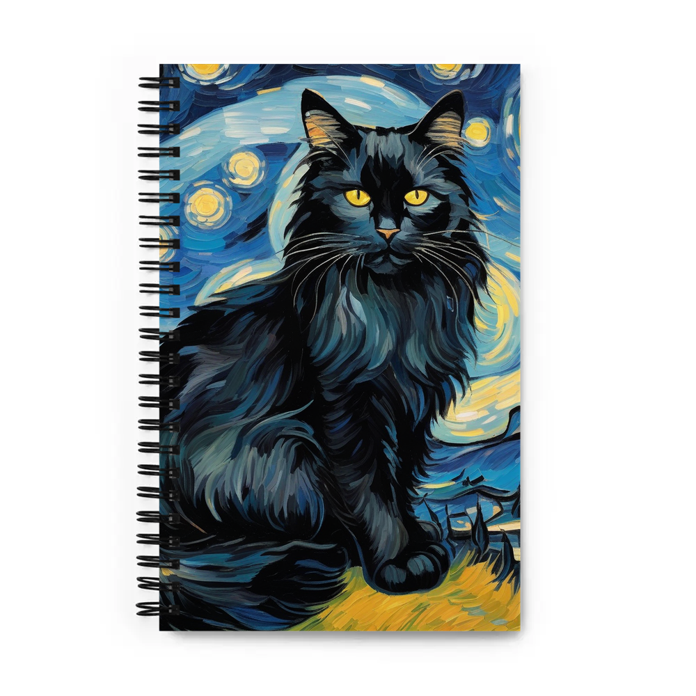 PugMug Custom Black Maine Coon Cat Spiral Notebook