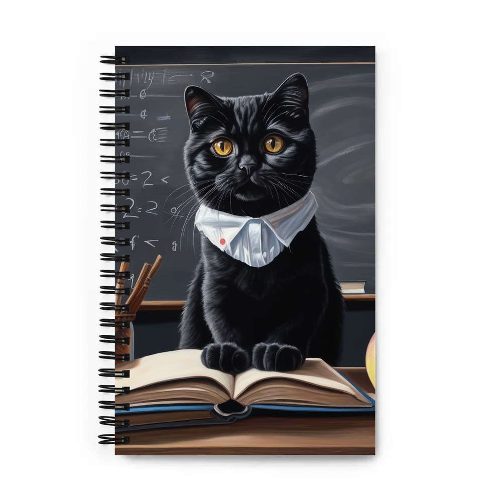 PugMug Custom Black Scottish Fold Cat Spiral Notebook