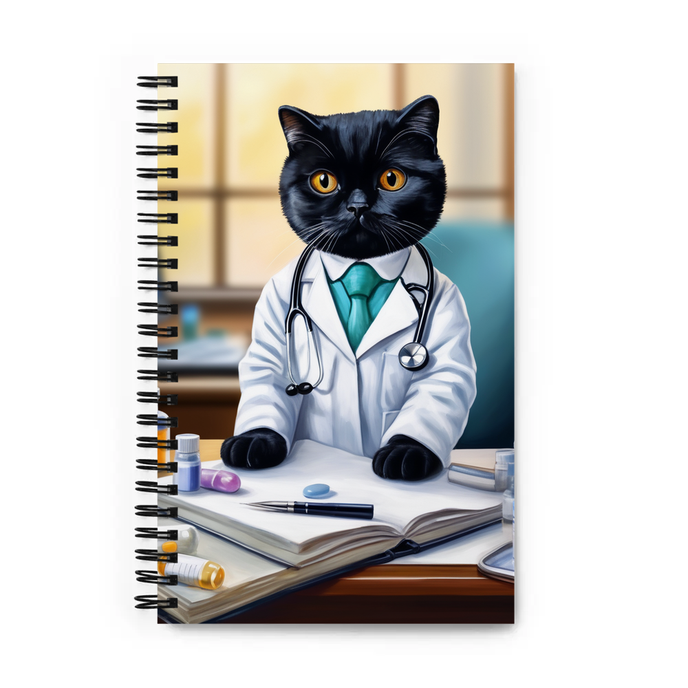 PugMug Custom Black Scottish Fold Cat Spiral Notebook