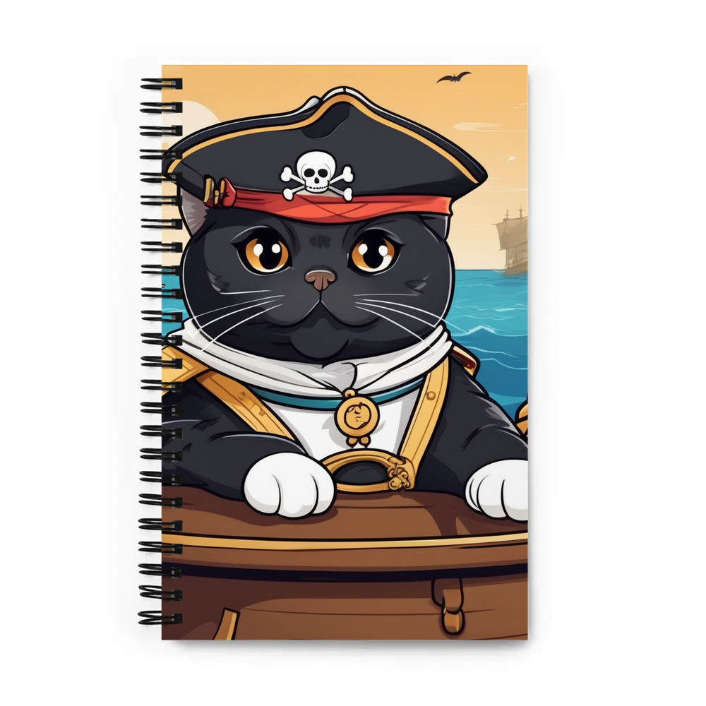 PugMug Custom Black Scottish Fold Cat Spiral Notebook