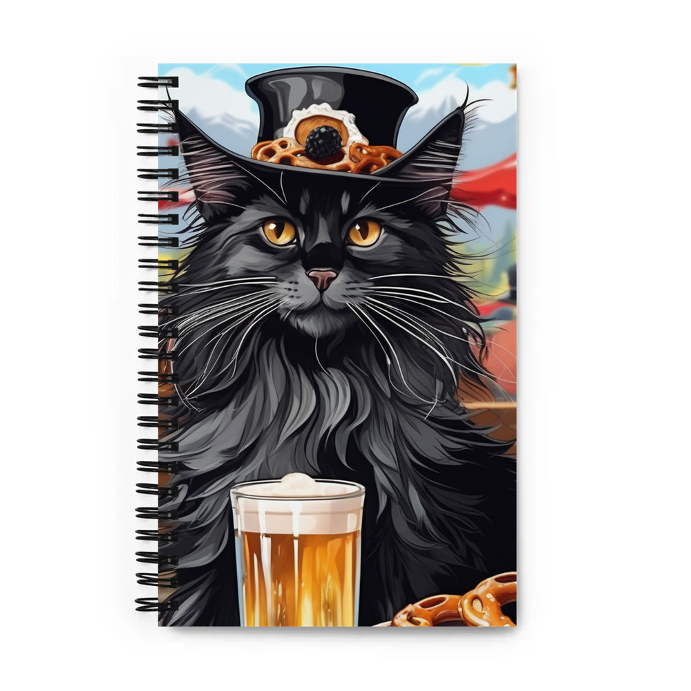 PugMug Custom Black Maine Coon Cat Spiral Notebook