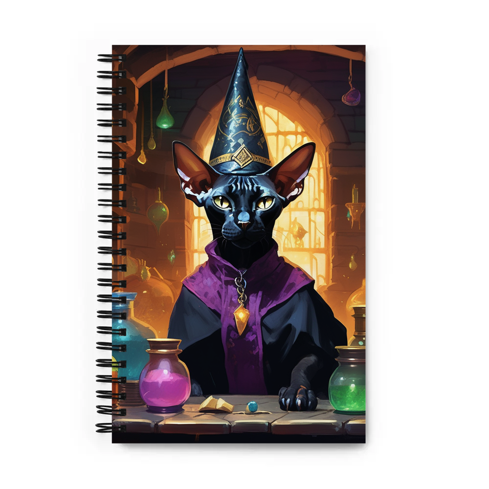 PugMug Custom Black Sphynx Cat Spiral Notebook