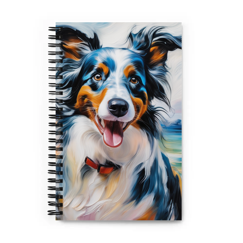 PugMug Custom Blue Merle Border Collie Spiral Notebook