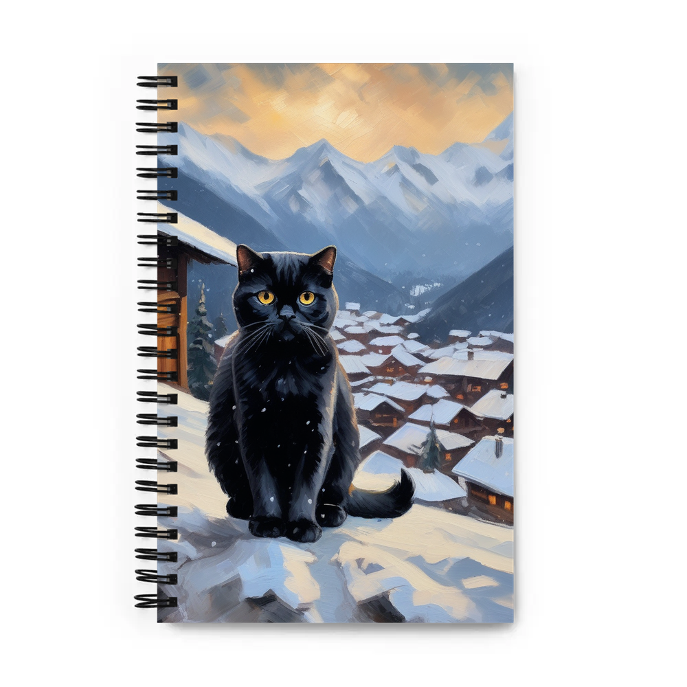 PugMug Custom Black Scottish Fold Cat Spiral Notebook