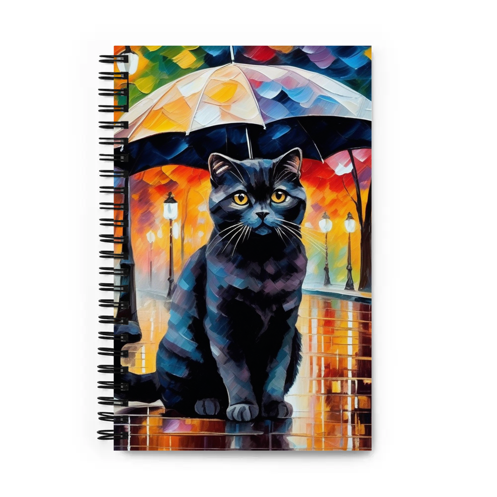 PugMug Custom Black Scottish Fold Cat Spiral Notebook