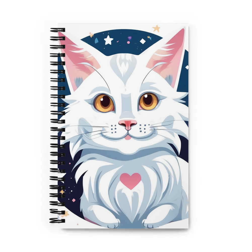 PugMug Custom White Maine Coon Cat Spiral Notebook