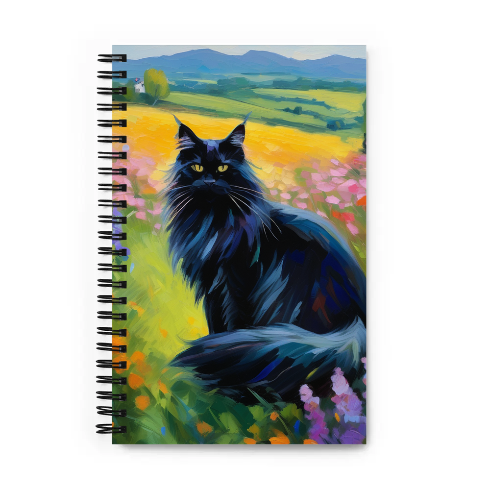 PugMug Custom Black Maine Coon Cat Spiral Notebook