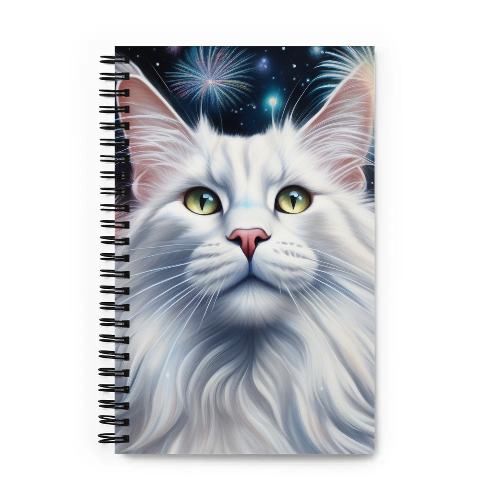 PugMug Custom White Maine Coon Cat Spiral Notebook