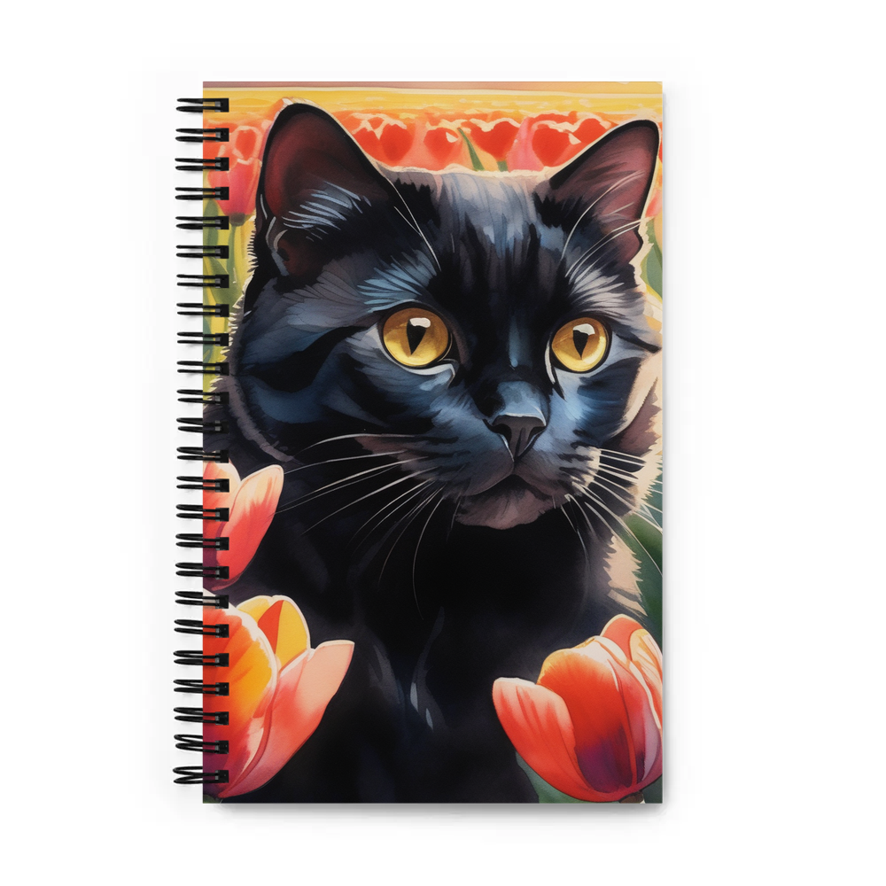 PugMug Custom Black Scottish Fold Cat Spiral Notebook