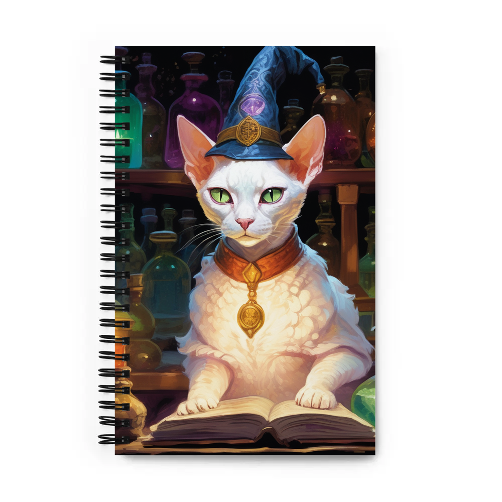 PugMug Custom White Devon Rex Cat Spiral Notebook