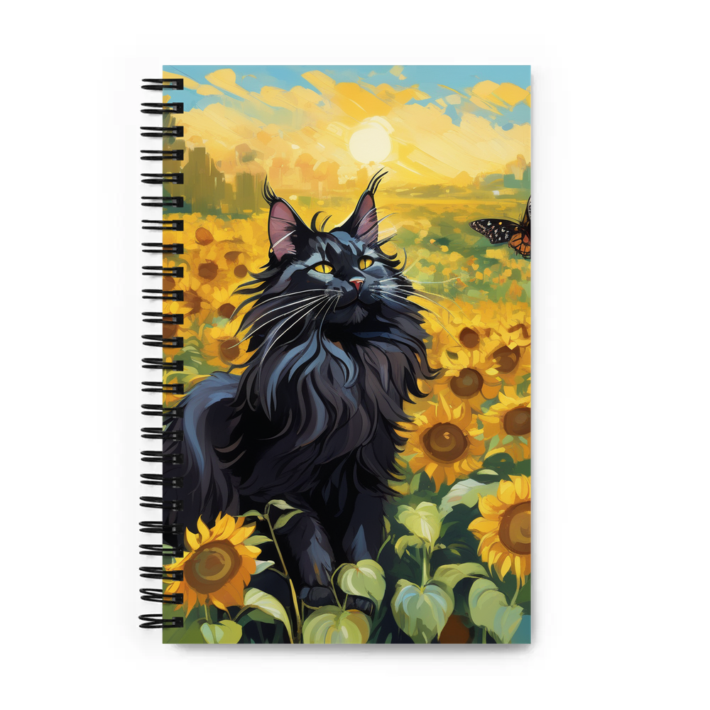 PugMug Custom Black Maine Coon Cat Spiral Notebook