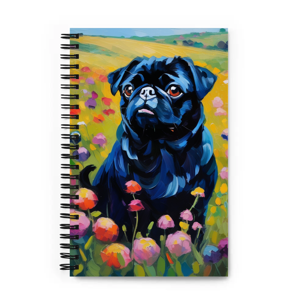 PugMug Custom Black Pug Spiral Notebook