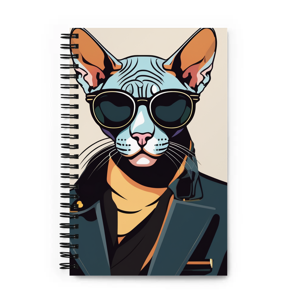 PugMug Custom Black Sphynx Cat Spiral Notebook