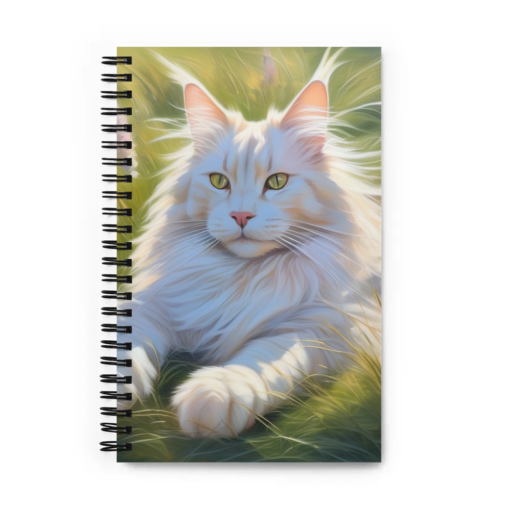 PugMug Custom White Maine Coon Cat Spiral Notebook