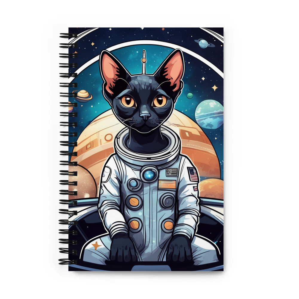 PugMug Custom Black Devon Rex Cat Spiral Notebook
