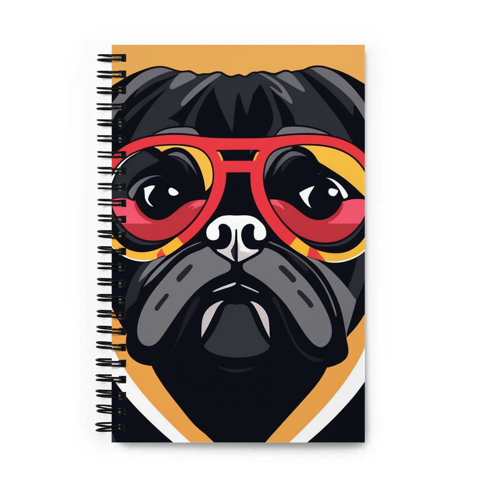 PugMug Custom Black Pug Spiral Notebook