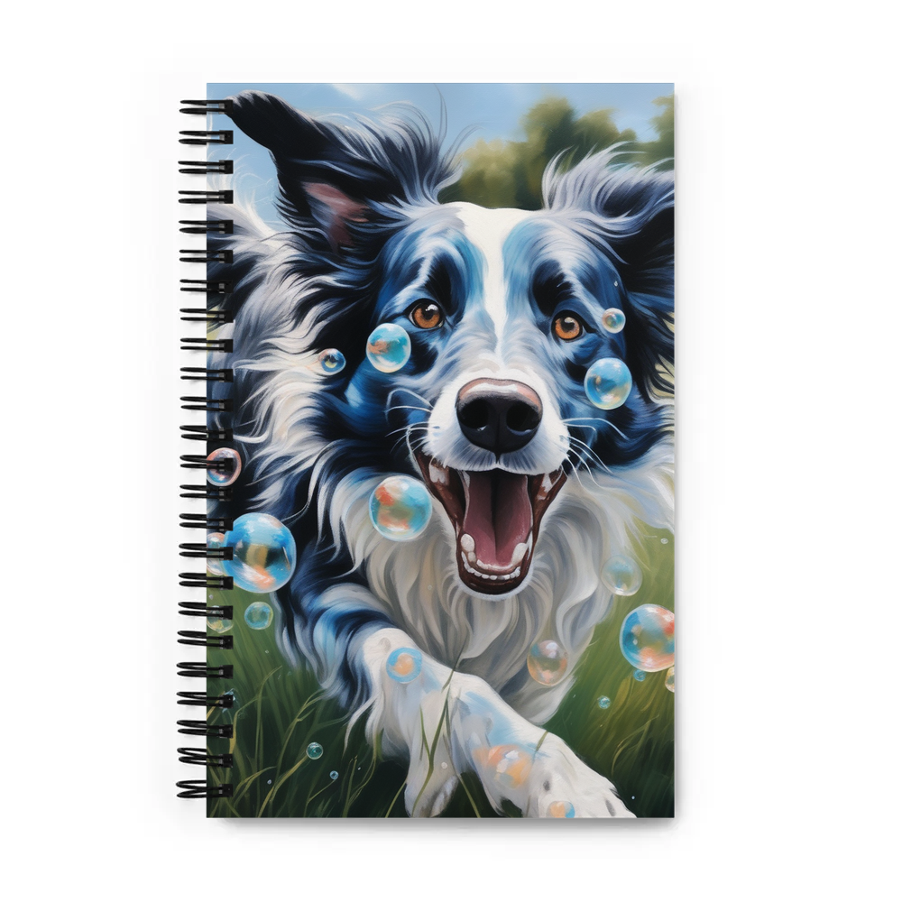 PugMug Custom Blue Merle Border Collie Spiral Notebook
