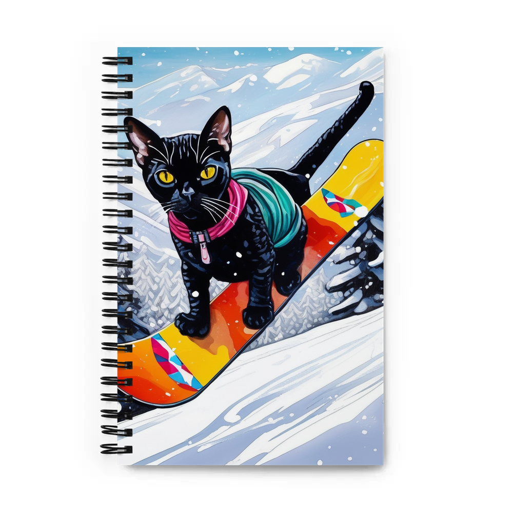 PugMug Custom Black Devon Rex Cat Spiral Notebook