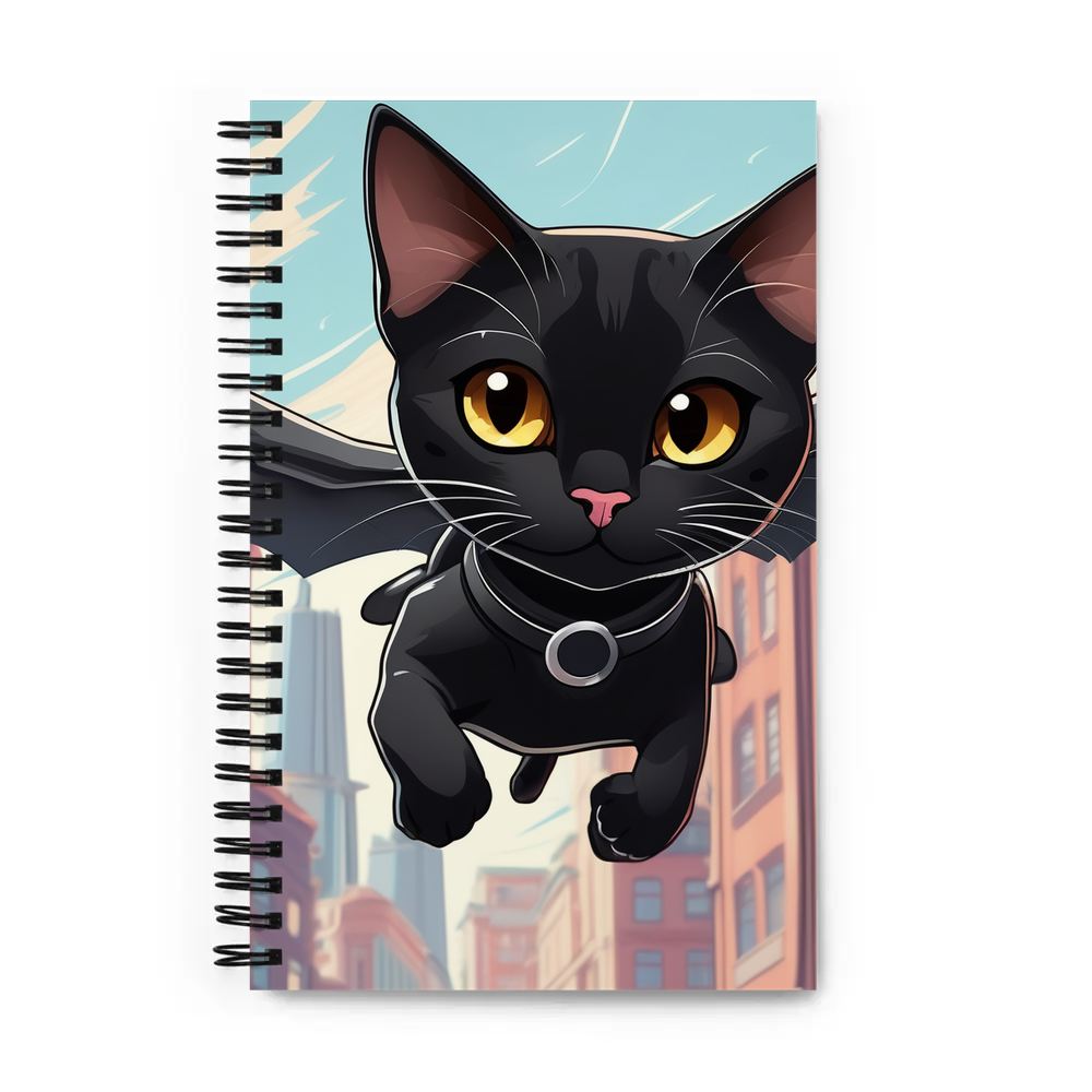 PugMug Custom Black Companion Cat Spiral Notebook