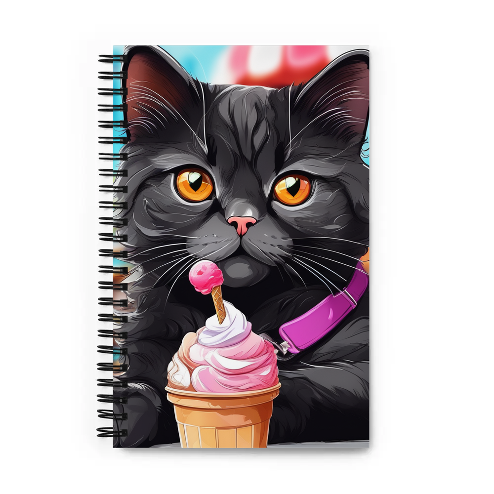 PugMug Custom Black Scottish Fold Cat Spiral Notebook