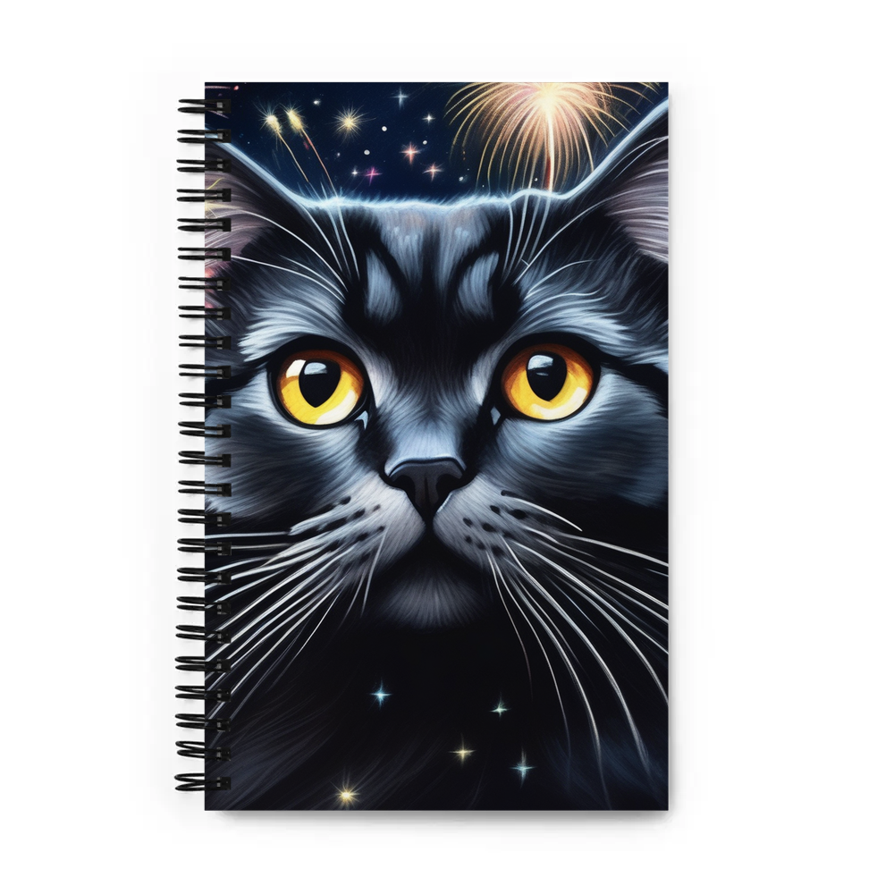 PugMug Custom Black Scottish Fold Cat Spiral Notebook