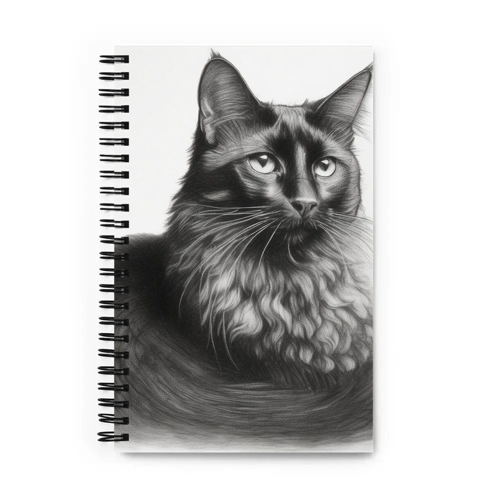 PugMug Custom Black Companion Cat Spiral Notebook