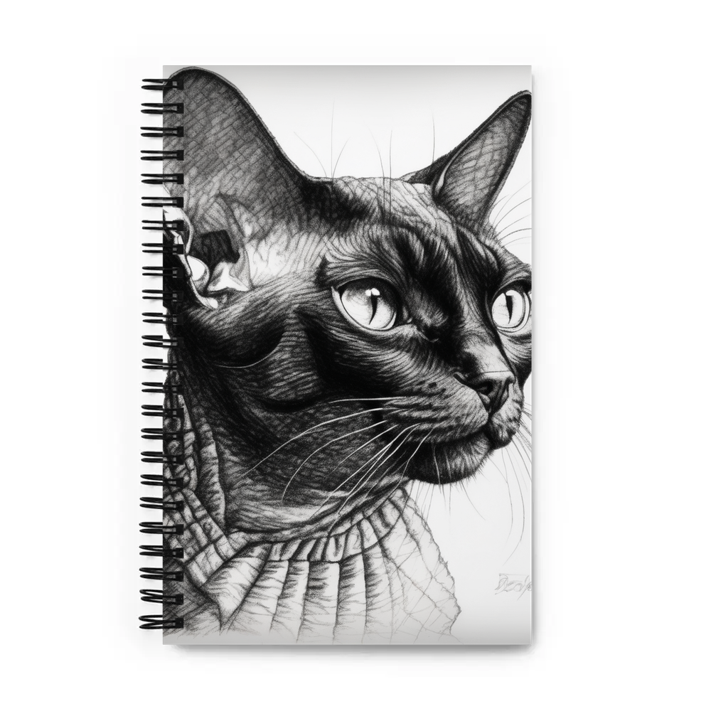 PugMug Custom Black Devon Rex Cat Spiral Notebook