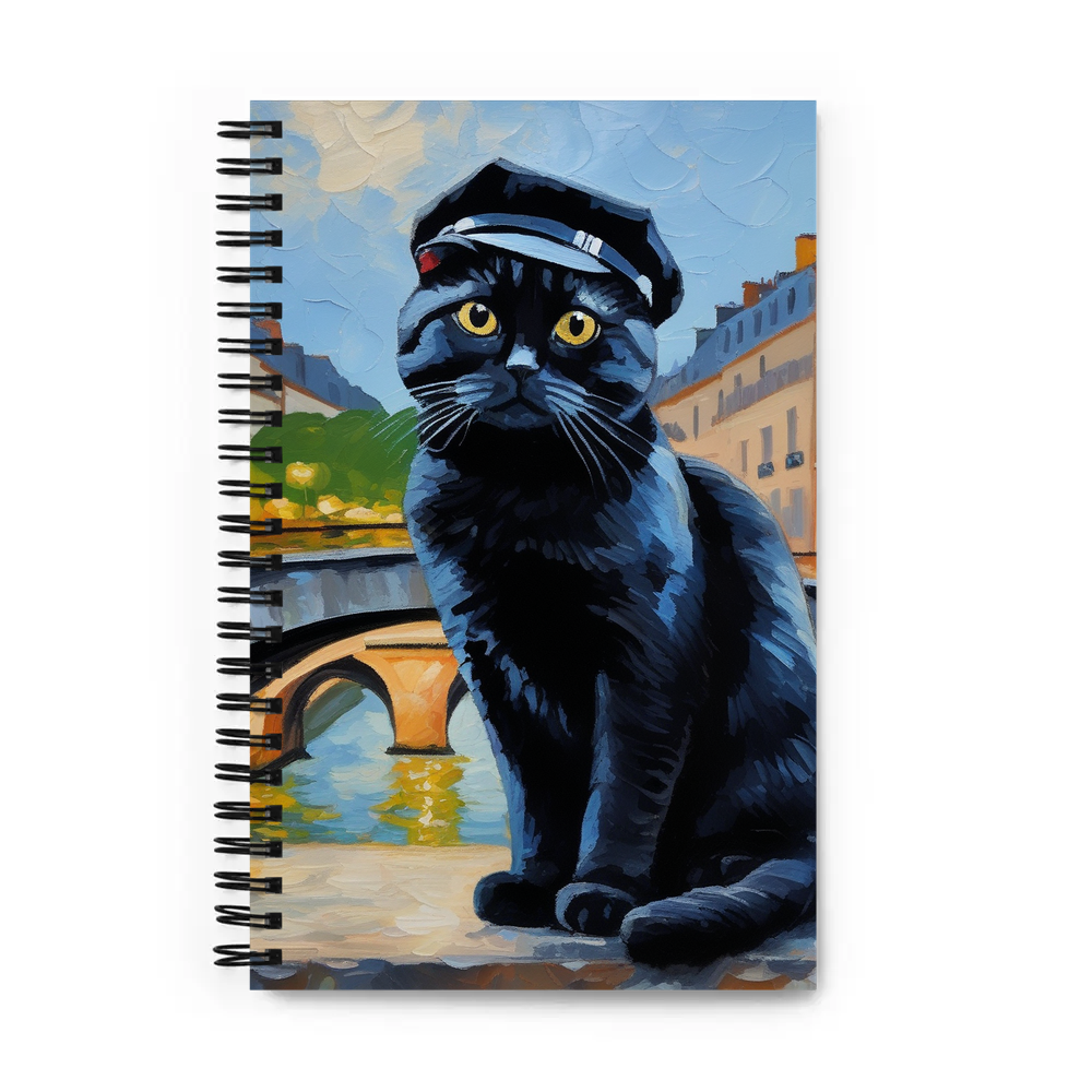 PugMug Custom Black Scottish Fold Cat Spiral Notebook