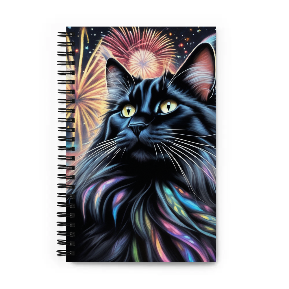 PugMug Custom Black Maine Coon Cat Spiral Notebook