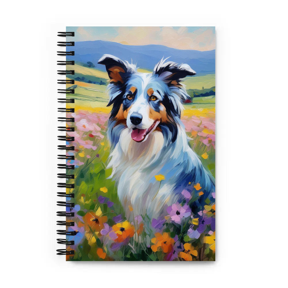PugMug Custom Blue Merle Border Collie Spiral Notebook