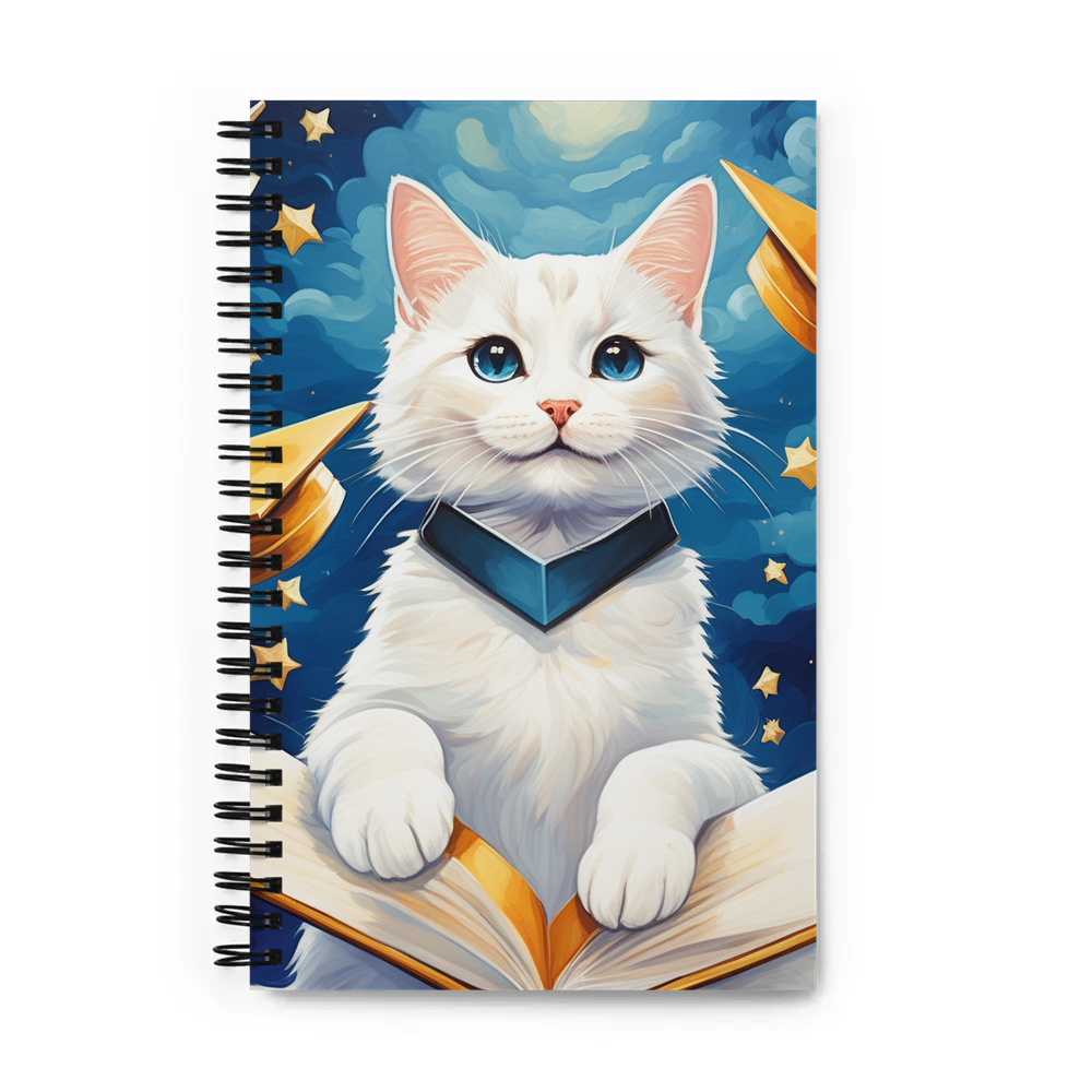 PugMug Custom White Companion Cat Spiral Notebook