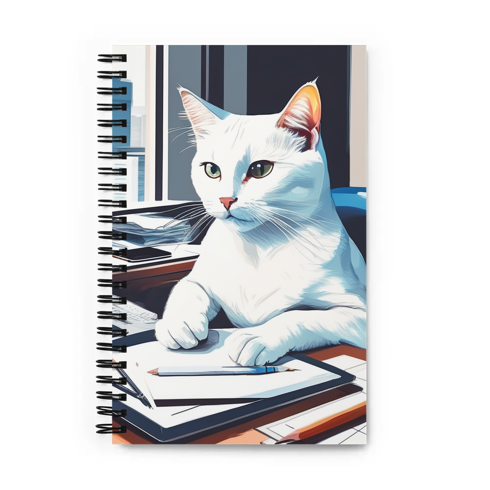 PugMug Custom White Companion Cat Spiral Notebook