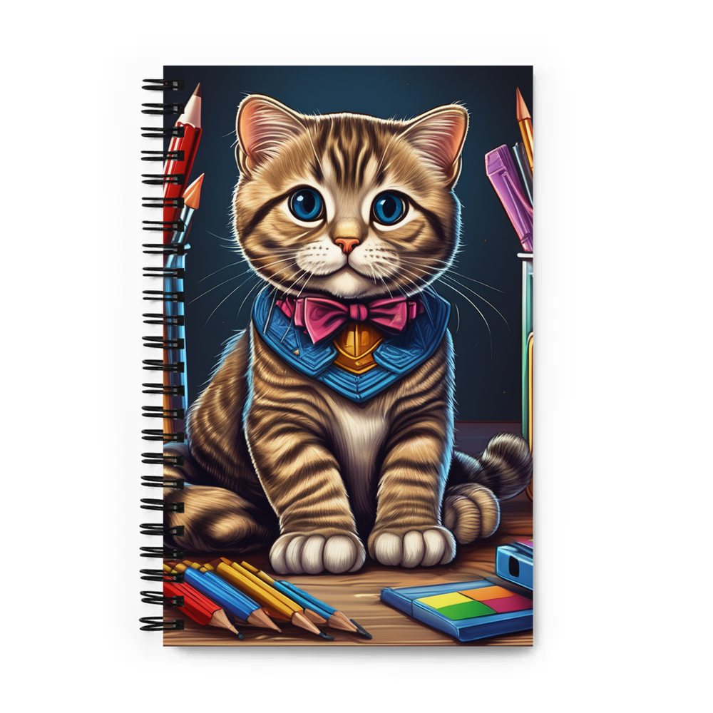 PugMug Custom Tabby Scottish Fold Cat Spiral Notebook