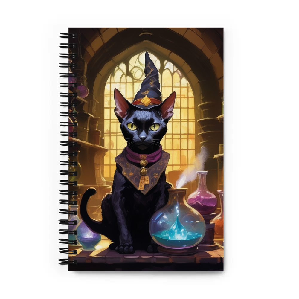 PugMug Custom Black Devon Rex Cat Spiral Notebook