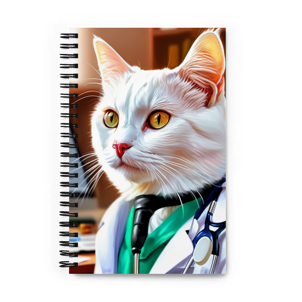 PugMug Custom White Companion Cat Spiral Notebook