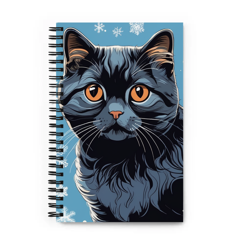 PugMug Custom Black Scottish Fold Cat Spiral Notebook
