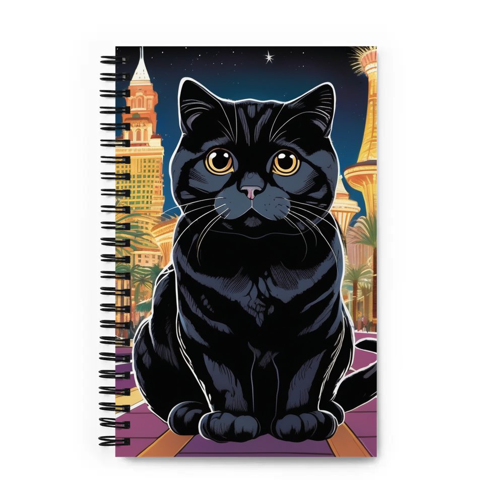 PugMug Custom Black Scottish Fold Cat Spiral Notebook