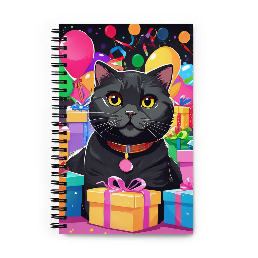 PugMug Custom Black Scottish Fold Cat Spiral Notebook