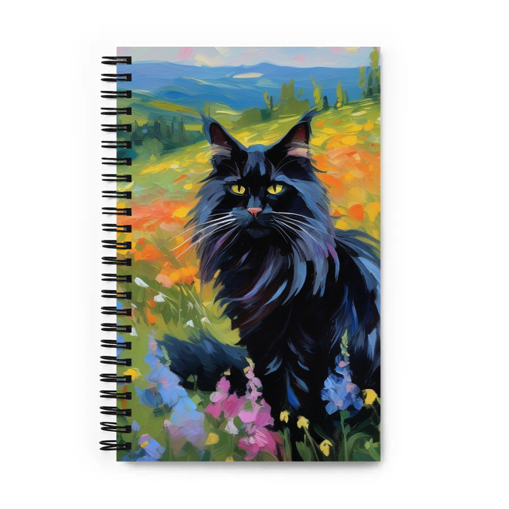PugMug Custom Black Maine Coon Cat Spiral Notebook