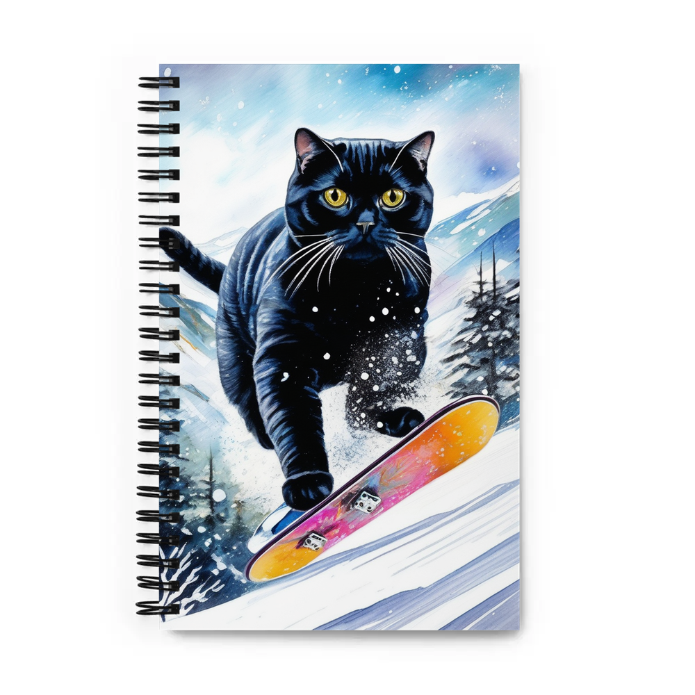 PugMug Custom Black Scottish Fold Cat Spiral Notebook