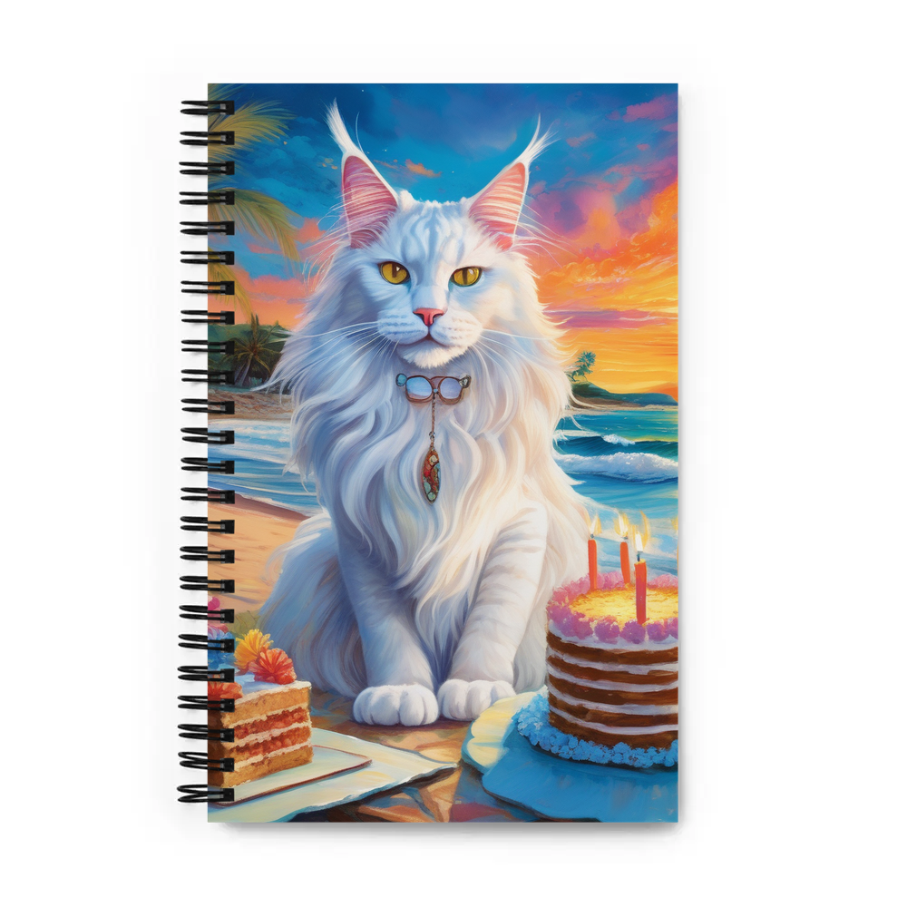 PugMug Custom White Maine Coon Cat Spiral Notebook