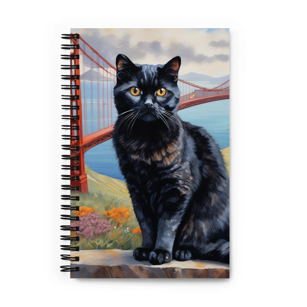 PugMug Custom Black Scottish Fold Cat Spiral Notebook