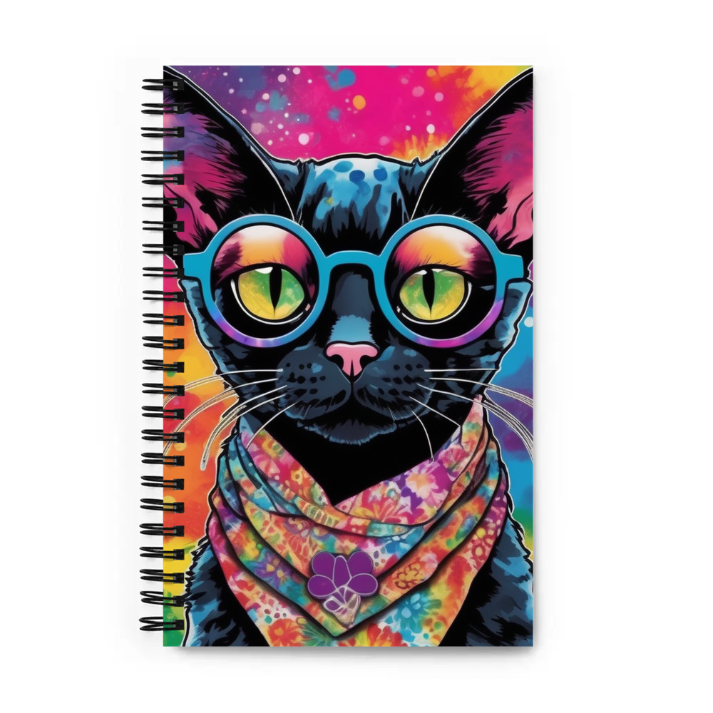 PugMug Custom Black Devon Rex Cat Spiral Notebook